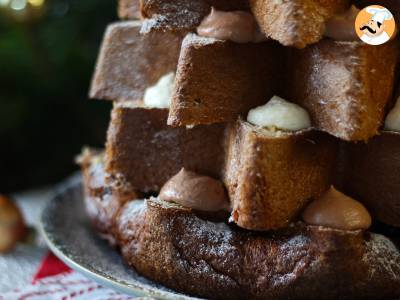 Pandoro brioche gevuld met Nutella crème en vanillecrème in de vorm van een kerstboom - foto 6