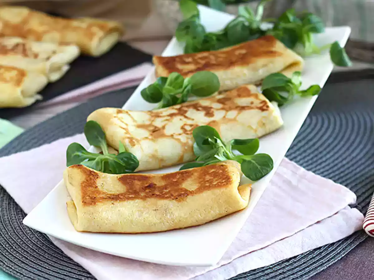 Pannenkoeken gevuld met béchamelsaus, kaas en ham - foto 2