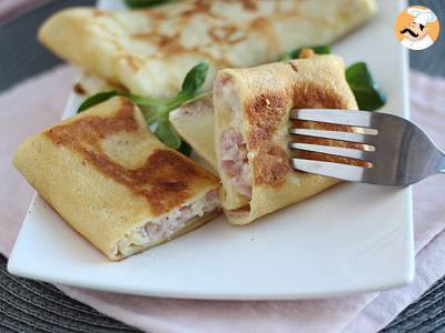 Pannenkoeken gevuld met béchamelsaus, kaas en ham - foto 4