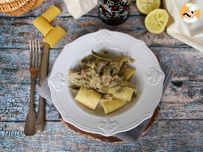 Pasta met artisjokken en spek, een lekker en gemakkelijk te bereiden voorgerecht - foto 3