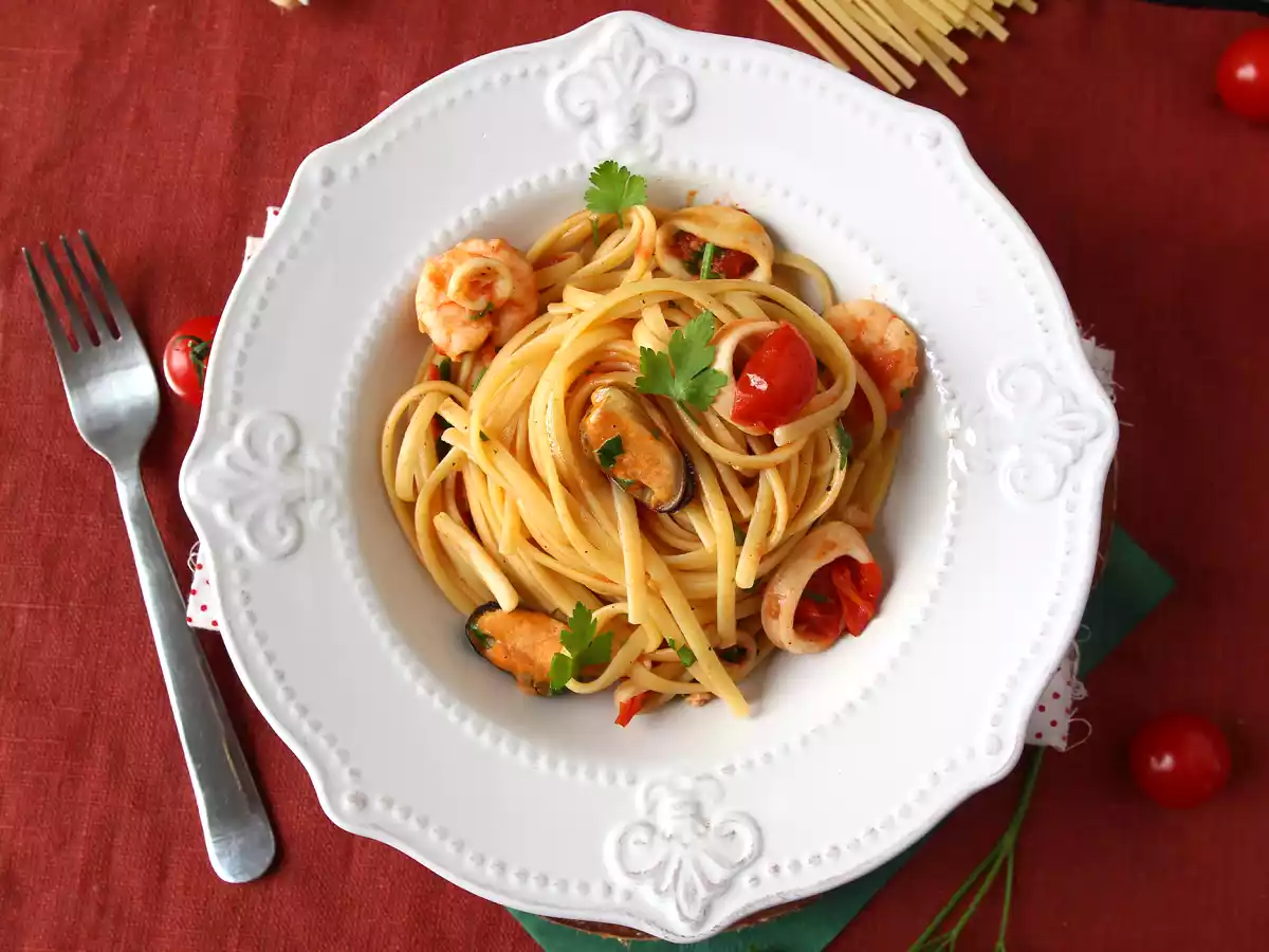 Pasta met diepgevroren zeevruchten, de smakelijke en zeer snelle eerste gang - foto 5