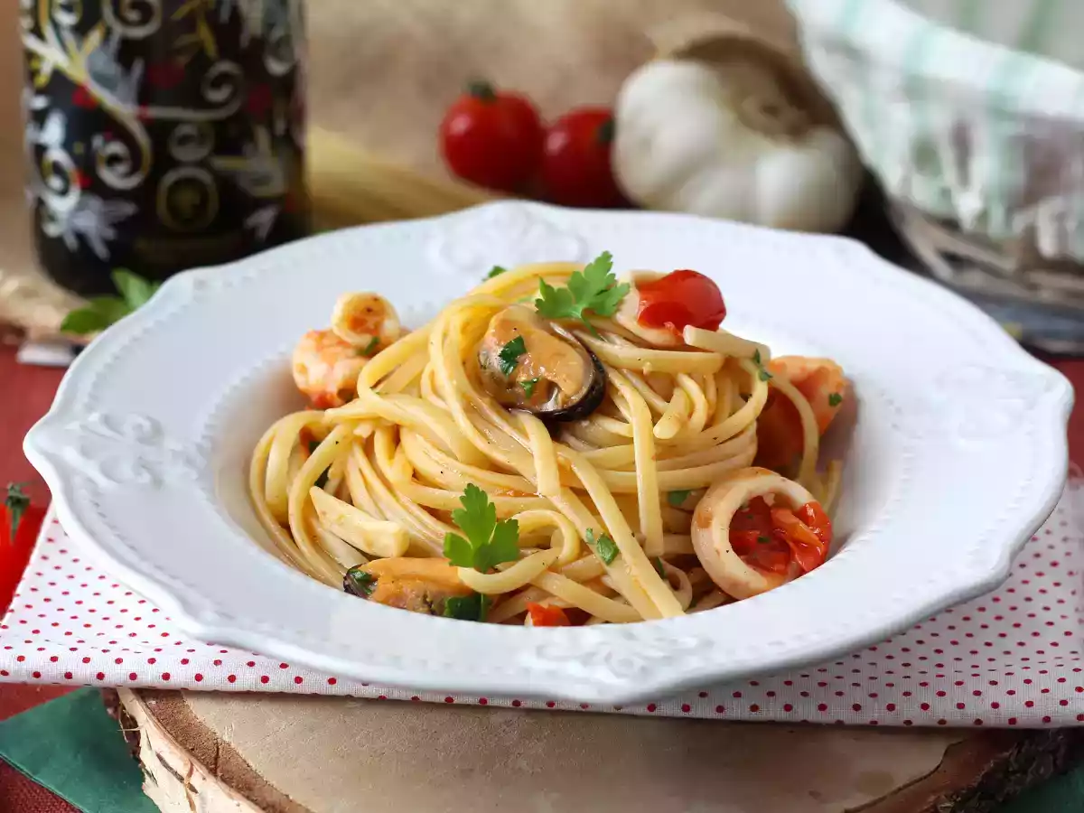 Pasta met diepgevroren zeevruchten, de smakelijke en zeer snelle eerste gang - foto 6