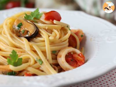 Pasta met diepgevroren zeevruchten, de smakelijke en zeer snelle eerste gang - foto 2