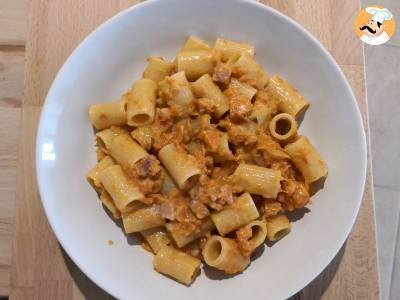 Pasta met pompoen en spek