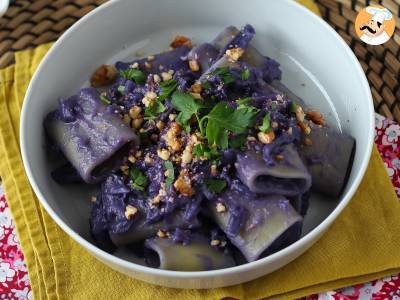 Pasta met rode kool en walnoten, het voorgerecht dat er goed uitziet en gemakkelijk te bereiden is - foto 5