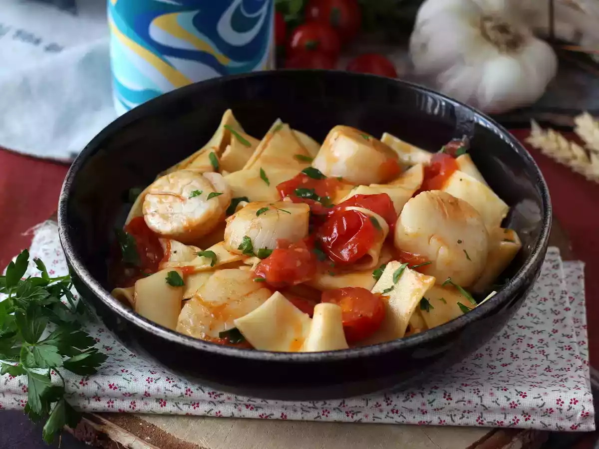 Pasta met sint-jakobsschelpen, een elegant voorgerecht met zeevruchten