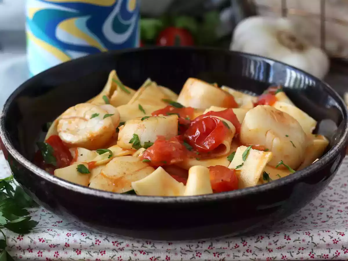 Pasta met sint-jakobsschelpen, een elegant voorgerecht met zeevruchten - foto 2