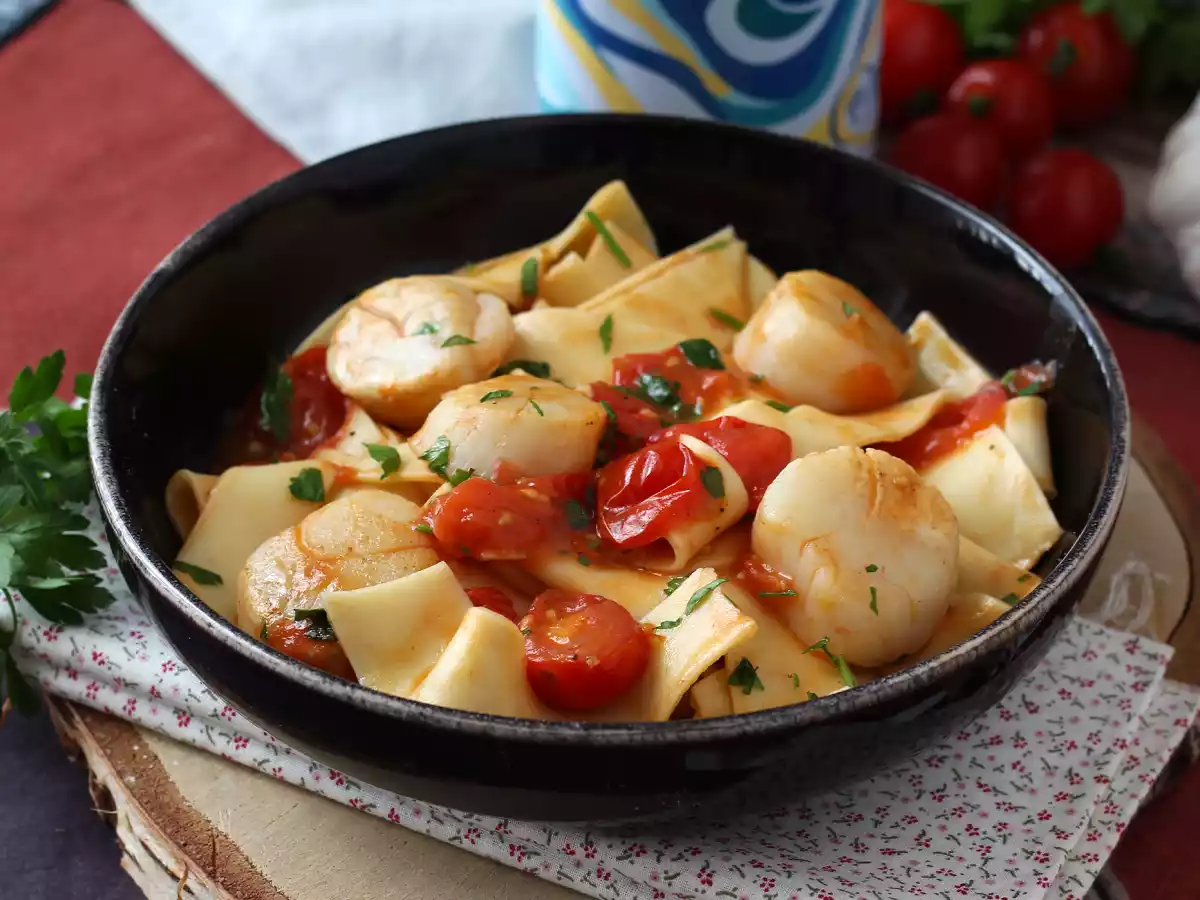 Pasta met sint-jakobsschelpen, een elegant voorgerecht met zeevruchten - foto 5
