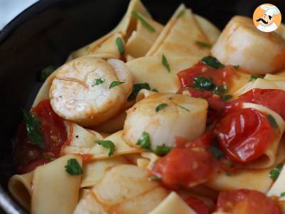 Pasta met sint-jakobsschelpen, een elegant voorgerecht met zeevruchten - foto 3