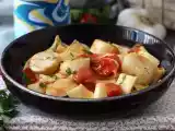 Pasta met sint-jakobsschelpen, een elegant voorgerecht met zeevruchten, foto 1