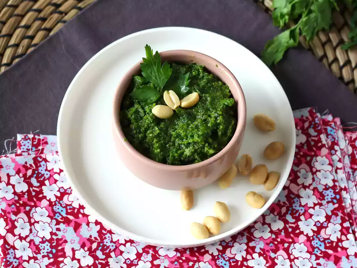 Peterselie en pinda pesto, een explosie van smaken