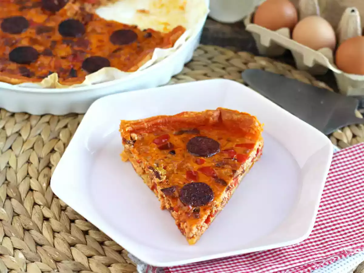 Quiche met peper en chorizo