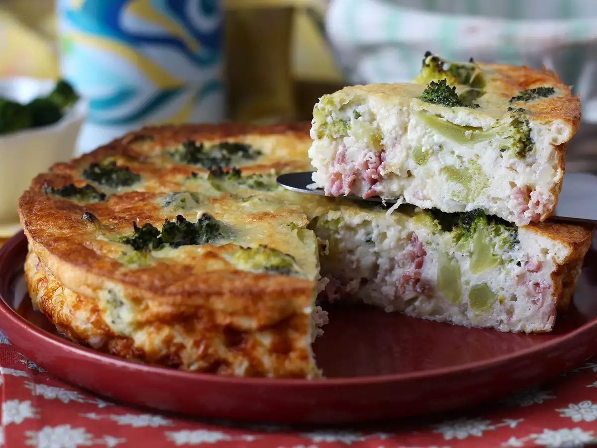 Quiche zonder deeg met broccoli, pancetta en cottage cheese - foto 4