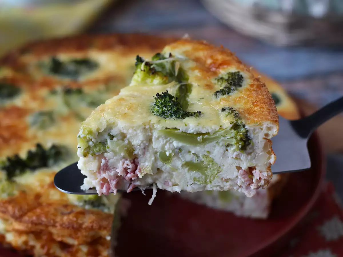 Quiche zonder deeg met broccoli, pancetta en cottage cheese - foto 5