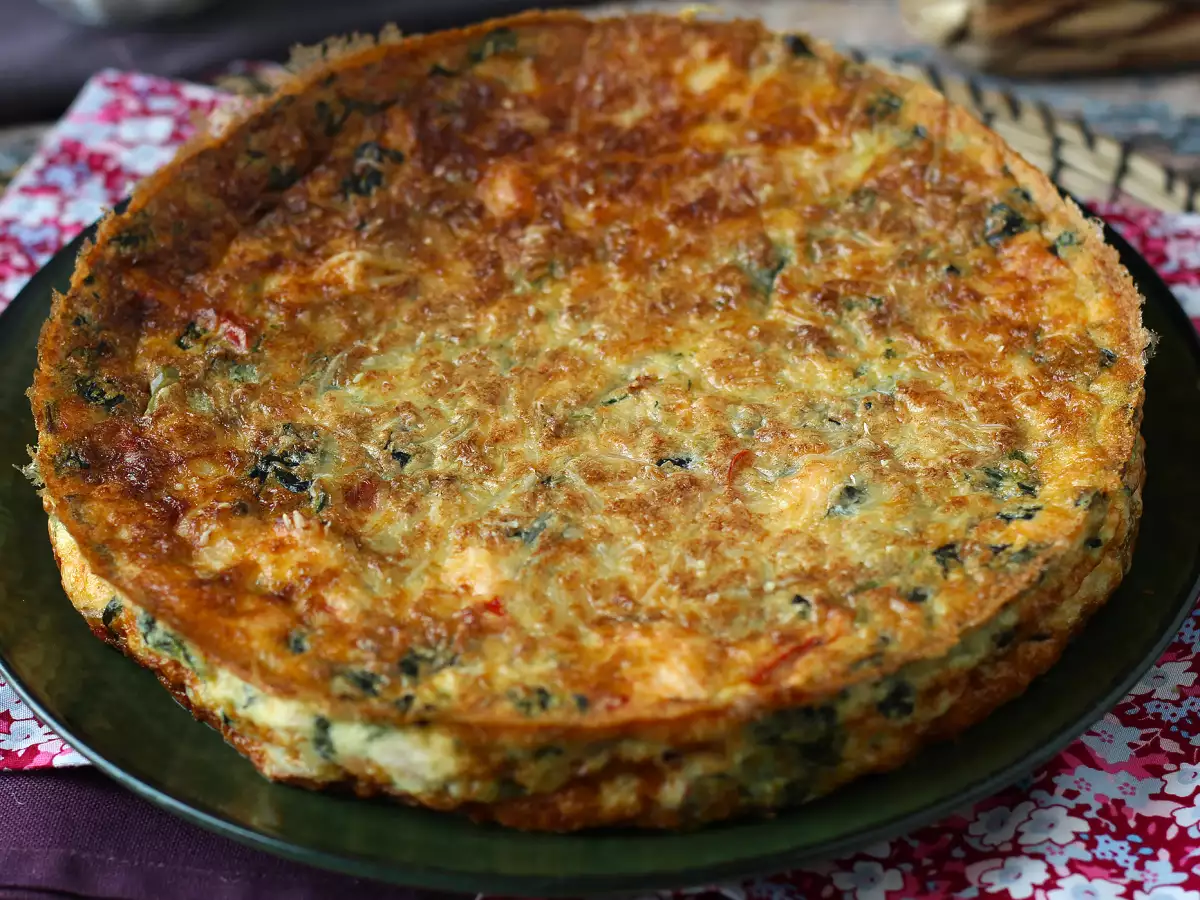 Quiche zonder korst met zalm, spinazie en cottage cheese - foto 2