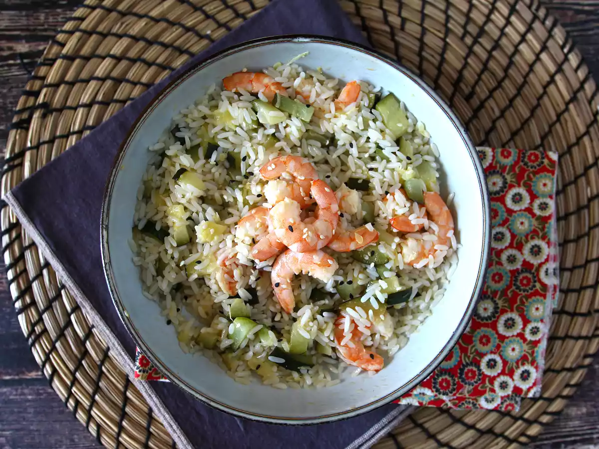 Rijstsalade met garnalen, courgette en gember - foto 2