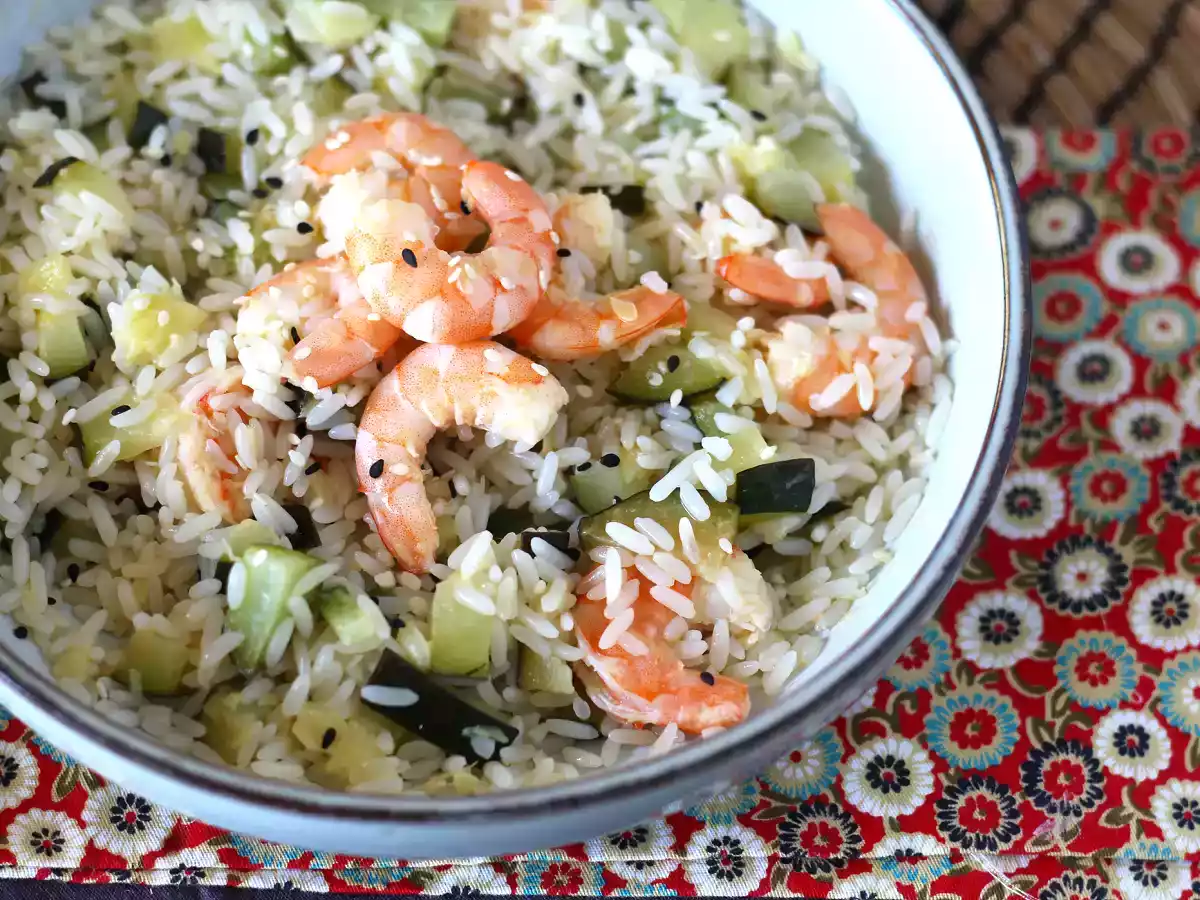 Rijstsalade met garnalen, courgette en gember - foto 4