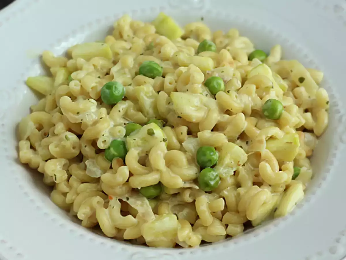 Risotto met coquillettes, doperwten, courgette en kruidenroomkaas - foto 2