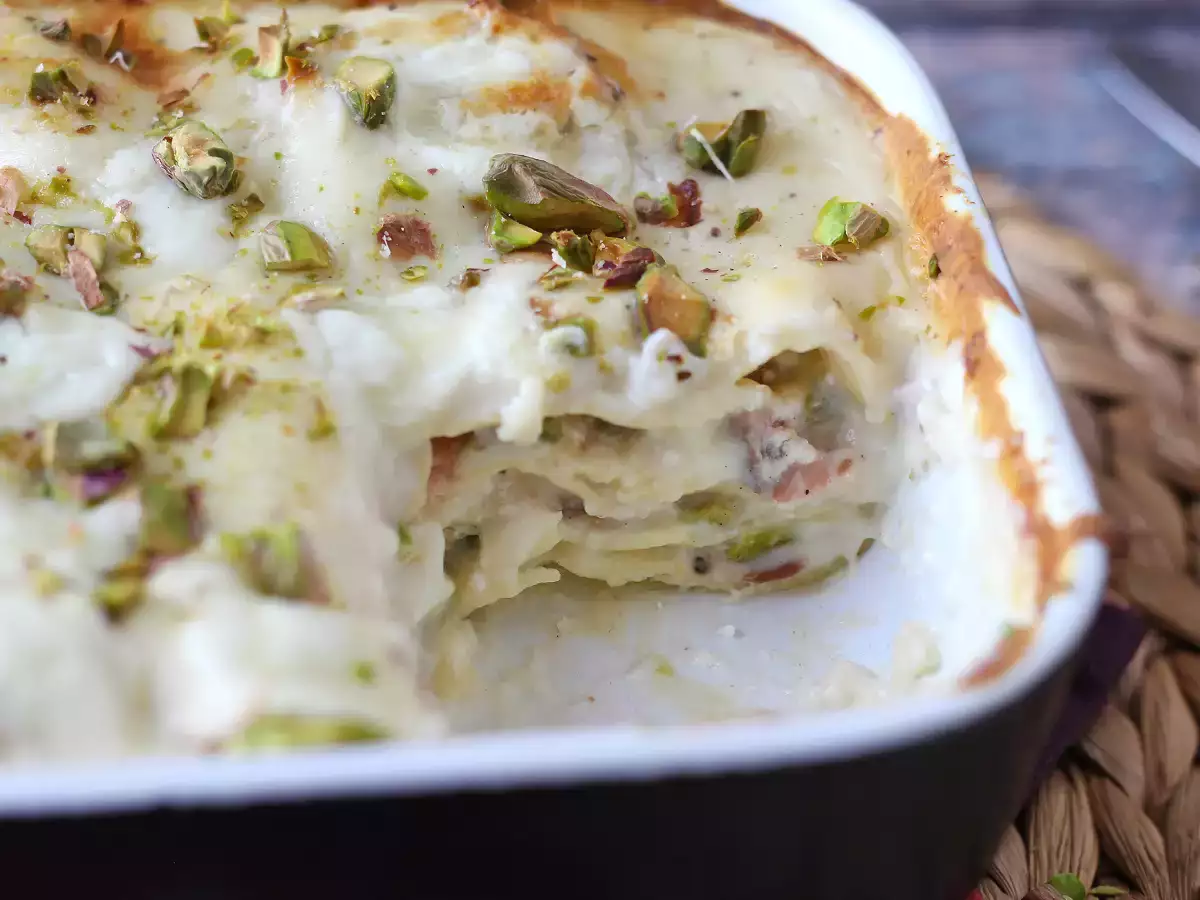 Romige en knapperige zalmlasagne met burrata en pistachenoten - foto 3
