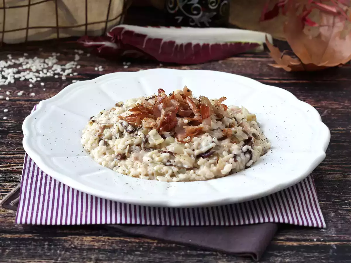 Romige en smakelijke risotto met radicchio, spek en Philadelphia - foto 4