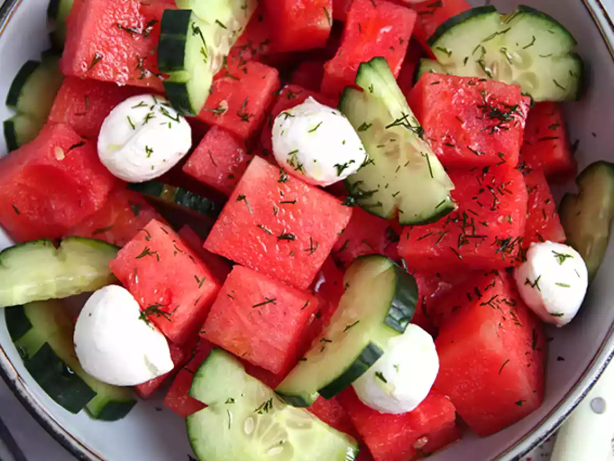 Salade van watermeloen en komkommer - foto 4