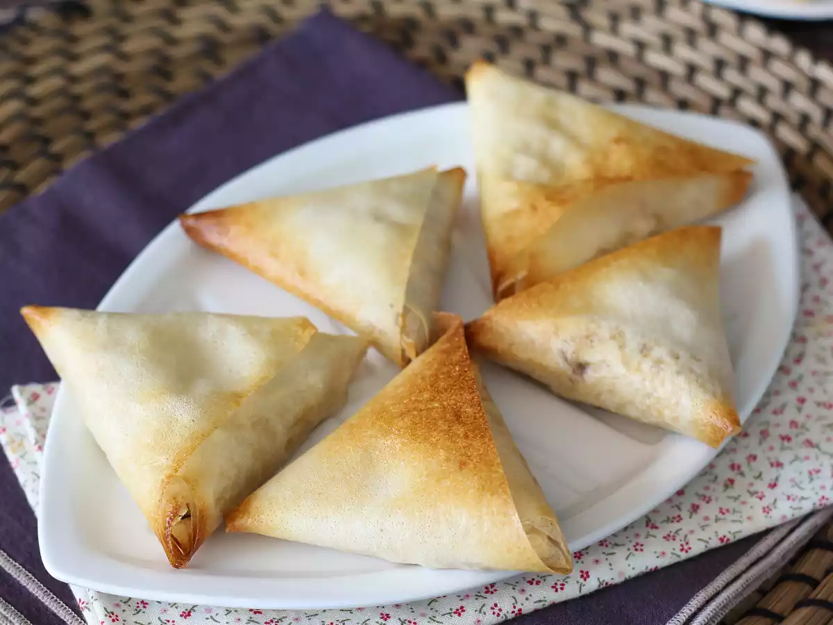 Samoussas met makreel en fromage frais