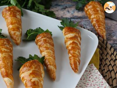 Schattige bladerdeegworteltjes voor een paasaperitief: geitenkaas en zongedroogde tomaatjes - foto 2