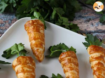 Schattige bladerdeegworteltjes voor een paasaperitief: geitenkaas en zongedroogde tomaatjes - foto 3