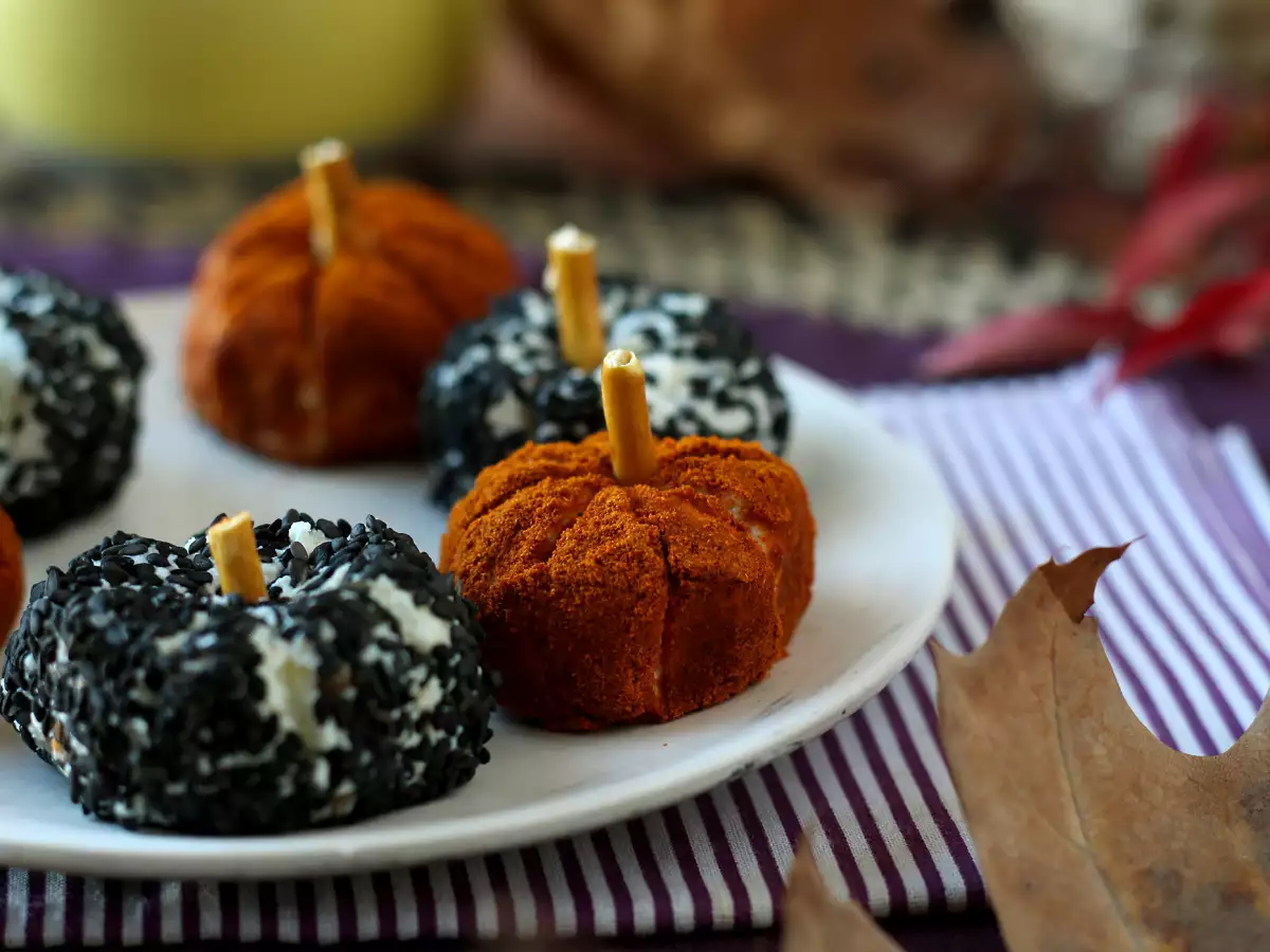 Smeerbare kaasballetjes in pompoenvorm voor Halloween - foto 4