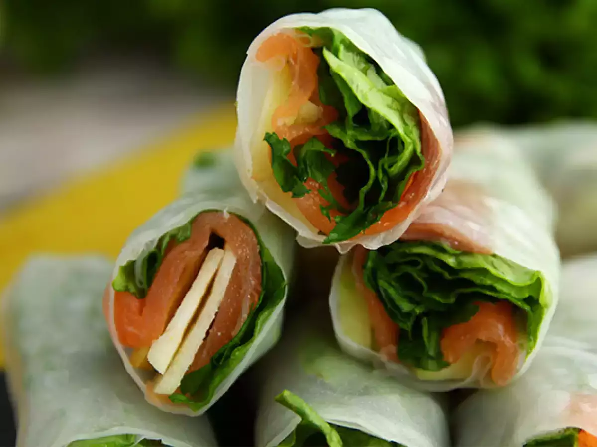 Springrolls met gerookte zalm en appel - foto 3
