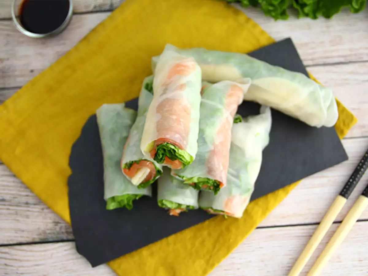 Springrolls met gerookte zalm en appel - foto 4