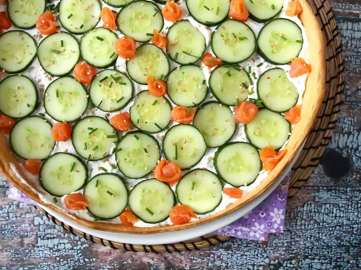 Superverfrissende zomertaart: ricotta, komkommer en gerookte zalm - foto 3