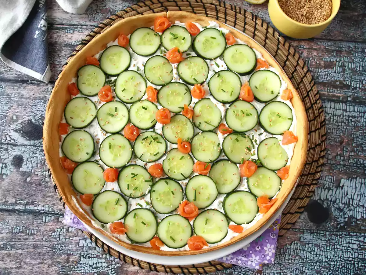 Superverfrissende zomertaart: ricotta, komkommer en gerookte zalm - foto 4