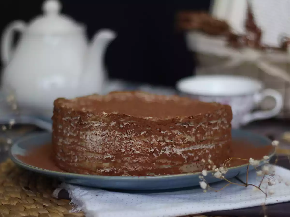 Tiramisu-achtige pannenkoekentaart met koffie en cacao - foto 2