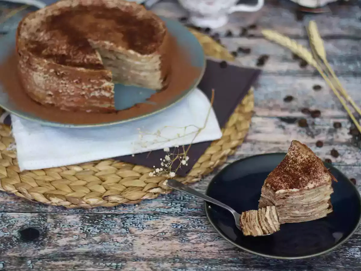 Tiramisu-achtige pannenkoekentaart met koffie en cacao - foto 4