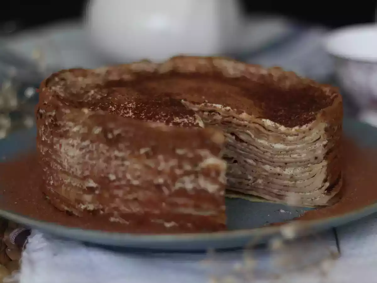 Tiramisu-achtige pannenkoekentaart met koffie en cacao - foto 5