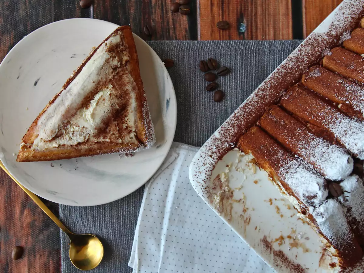 Tiramisu-kerststronk in de vorm van een chalet, zonder bakvorm, voor koffieliefhebbers - foto 4