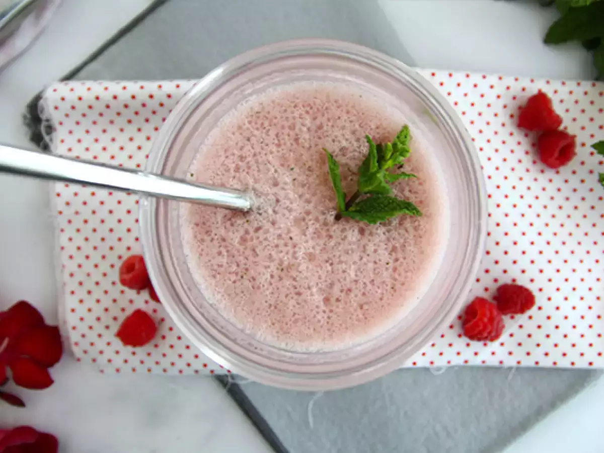 Vegan frambozen-muntmilkshake - foto 3