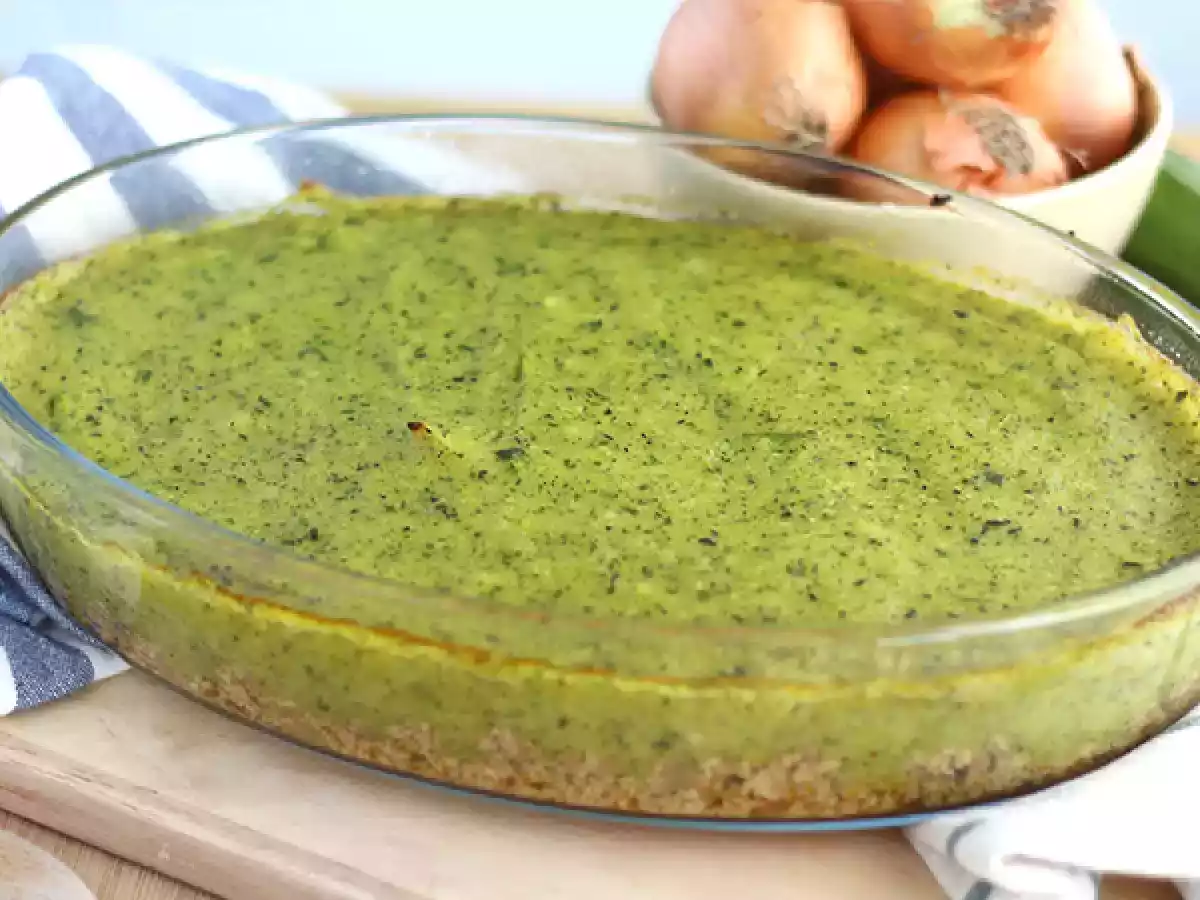 Veganistisch hachis parmentier met courgette en tofu