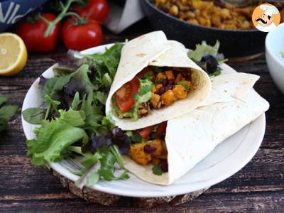 Vegetarische fajita's met getextureerd soja-eiwit