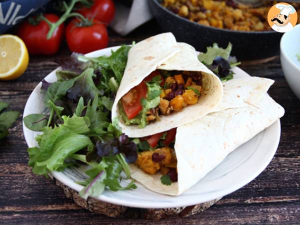 Vegetarische fajita's met textuur soja-eiwit