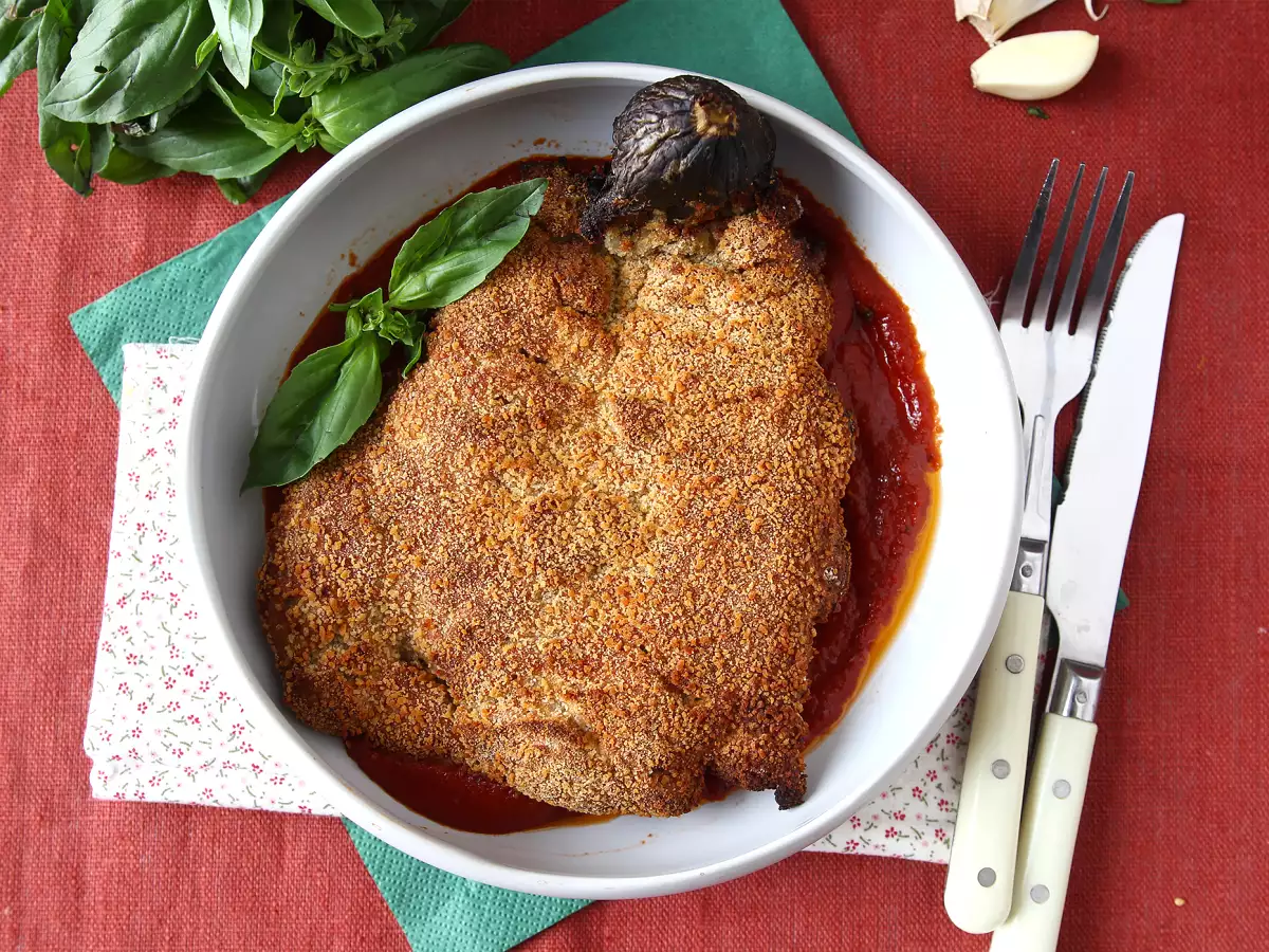 Vegetarische gepaneerde aubergine à la Milanese uit de Airfryer - foto 2