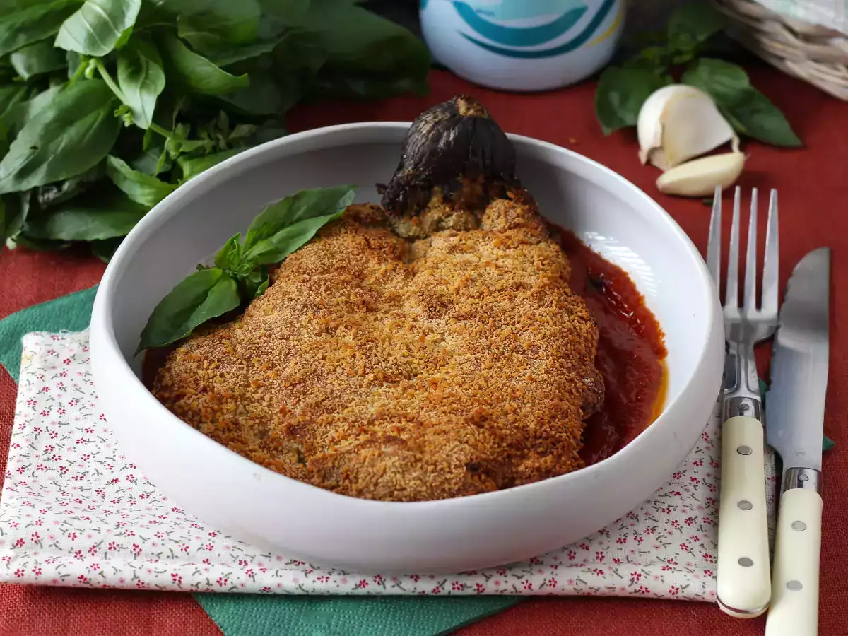 Vegetarische gepaneerde aubergine à la Milanese uit de Airfryer - foto 3