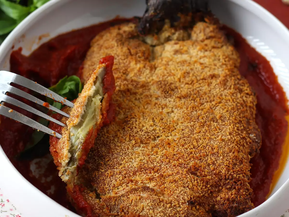 Vegetarische gepaneerde aubergine à la Milanese uit de Airfryer - foto 5