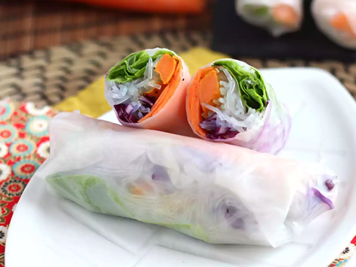 Vegetarische loempia's met rode kool en zoete aardappel - foto 3
