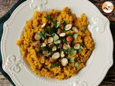 Vegetarische risotto met quinoa, butternoot, hazelnoten en koriander - Quinotto