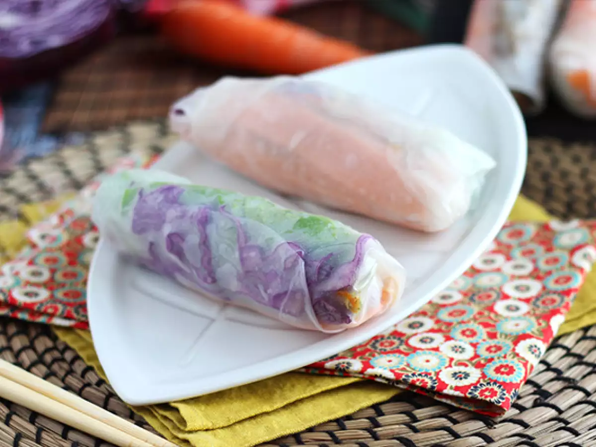 Vegetarische springrolls met rode kool en zoete aardappel - foto 2