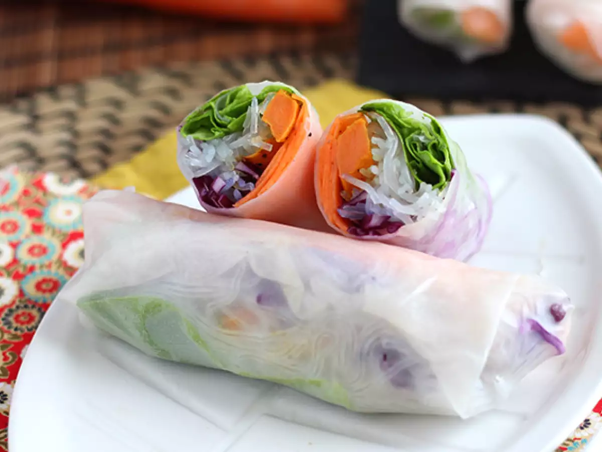 Vegetarische springrolls met rode kool en zoete aardappel - foto 3