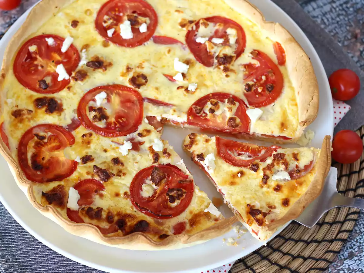 Vegetarische tomaat en feta quiche, perfect om mee te nemen op een picknick! - foto 4