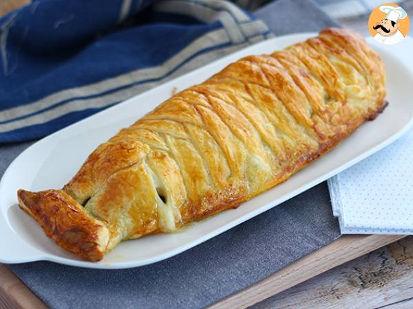 Vis in een bladerdeegkorst met spinazie en mozzarella